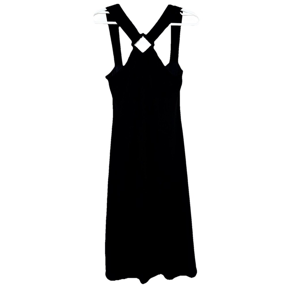 Nine West Black Midi Dress Square Neck Ring Detail Sleeveless Size 8